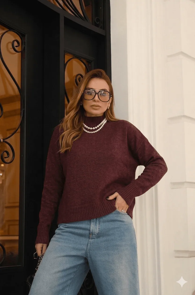 Tricot Renda — Bordo — Leev Store atacado Brás