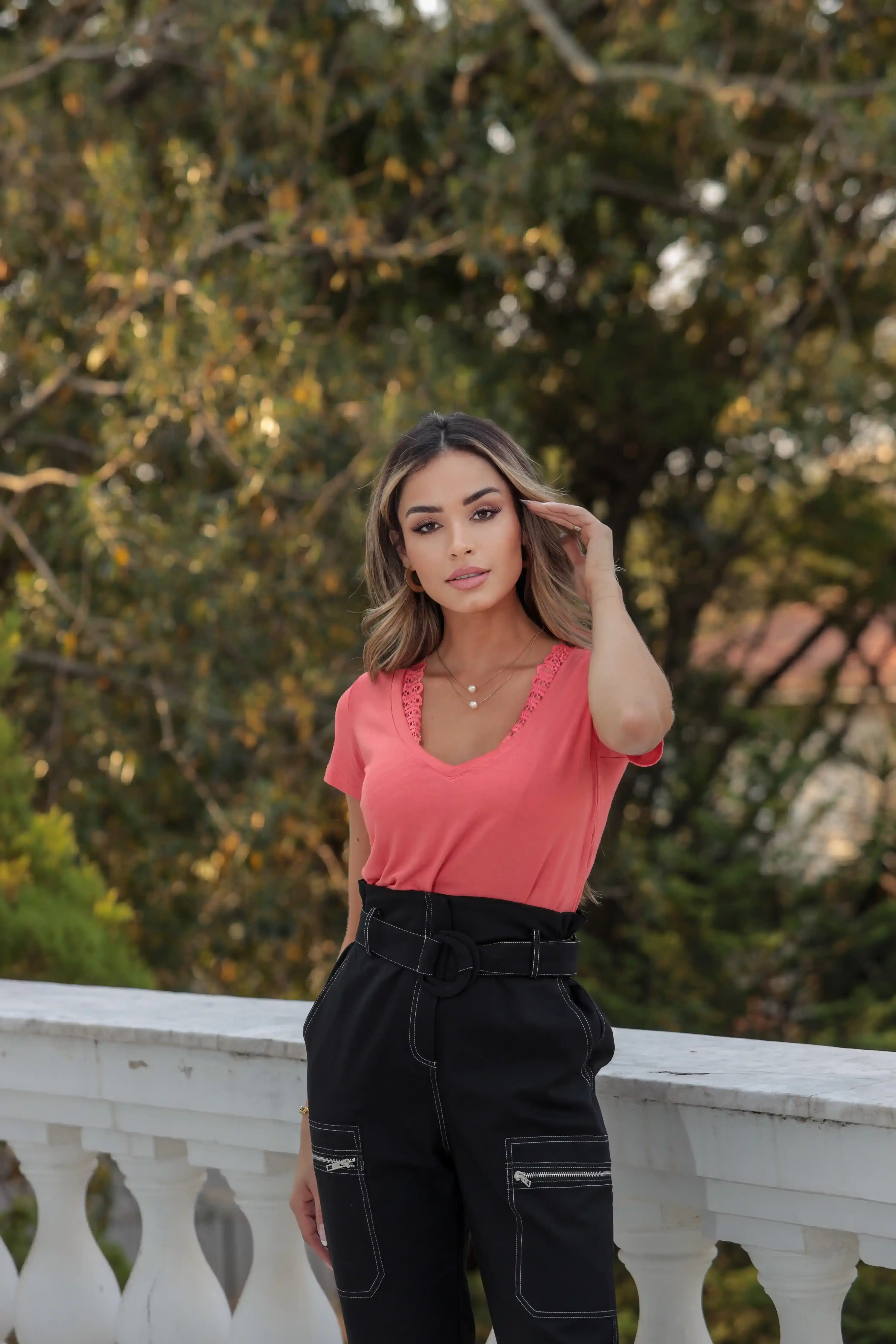 Tee Shirt Curta — Coral — foto 2